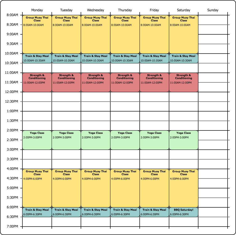 Schedule - Diamond Muay Thai